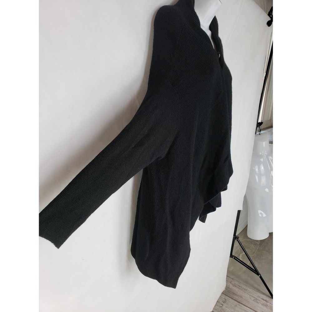 Moyuru Women's Black 100% Wool Asymmetrical Knit Sleeved Poncho Cardigan Size S - Picture 4 of 9